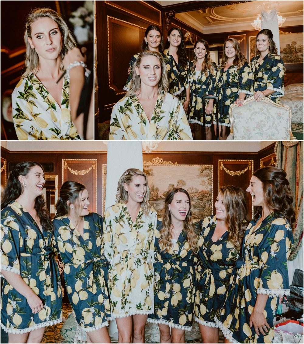 Ritratto della sposa con le amiche al Grand Hotel Des Iles Borromees, Stresa Lago Maggiore