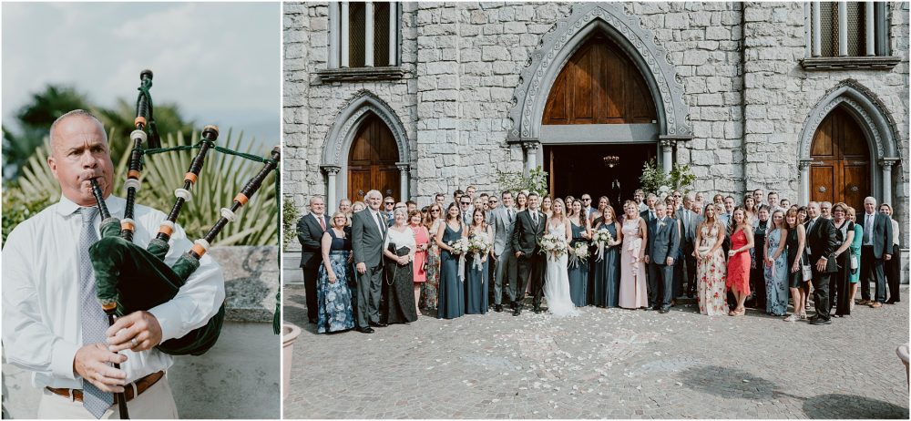 Chiesa parrocchiale dei SS. Giuseppe e Biagio ritratti e gruppo all'uscita, Lago Maggiore Stresa