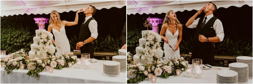 Grand Hotel Des Iles Borromees, matrimonio Lago Maggiore Stresa gli sposi tagliano la torta e la mangiano